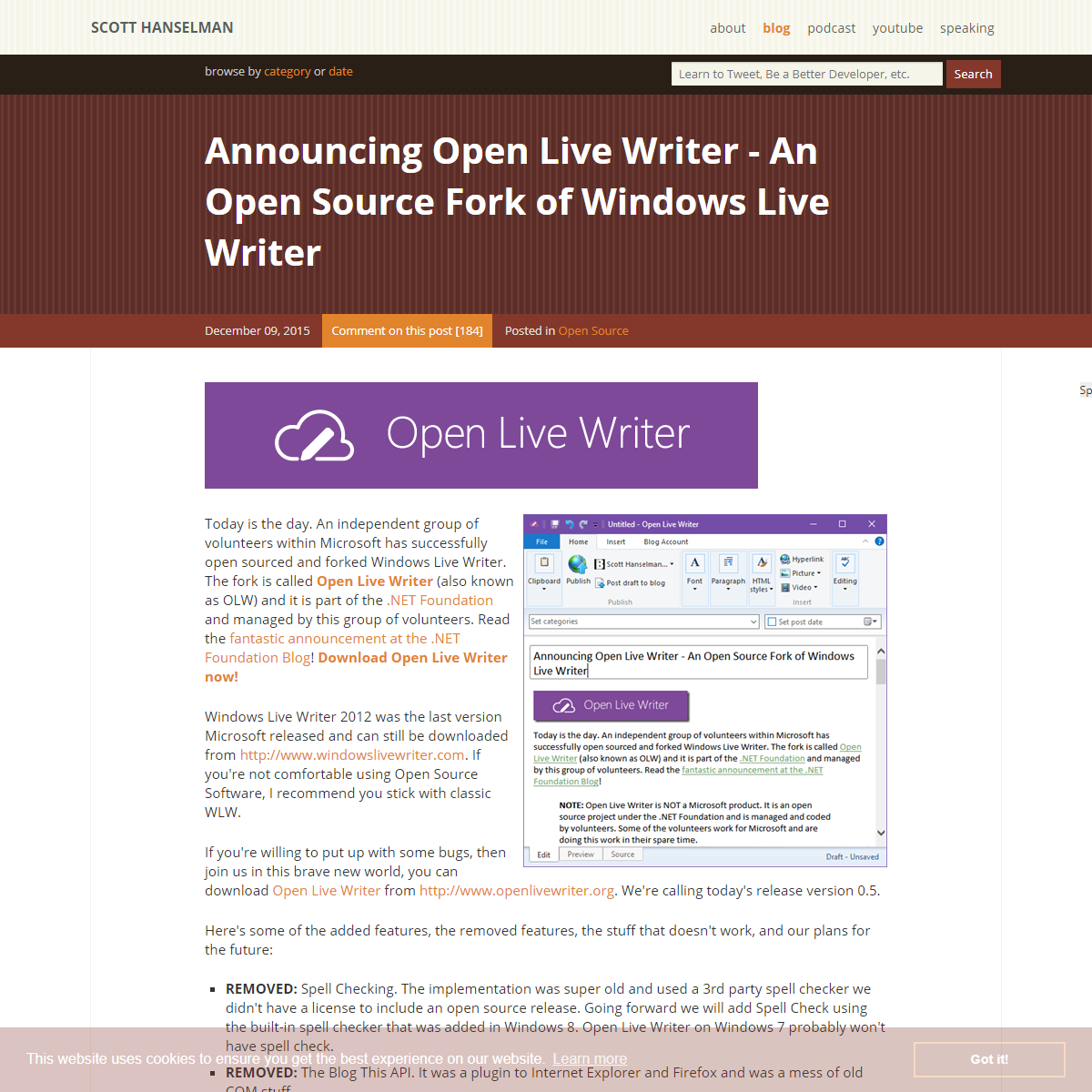 A complete backup of https://www.hanselman.com/blog/announcing-open-live-writer-an-open-source-fork-of-windows-live-writer