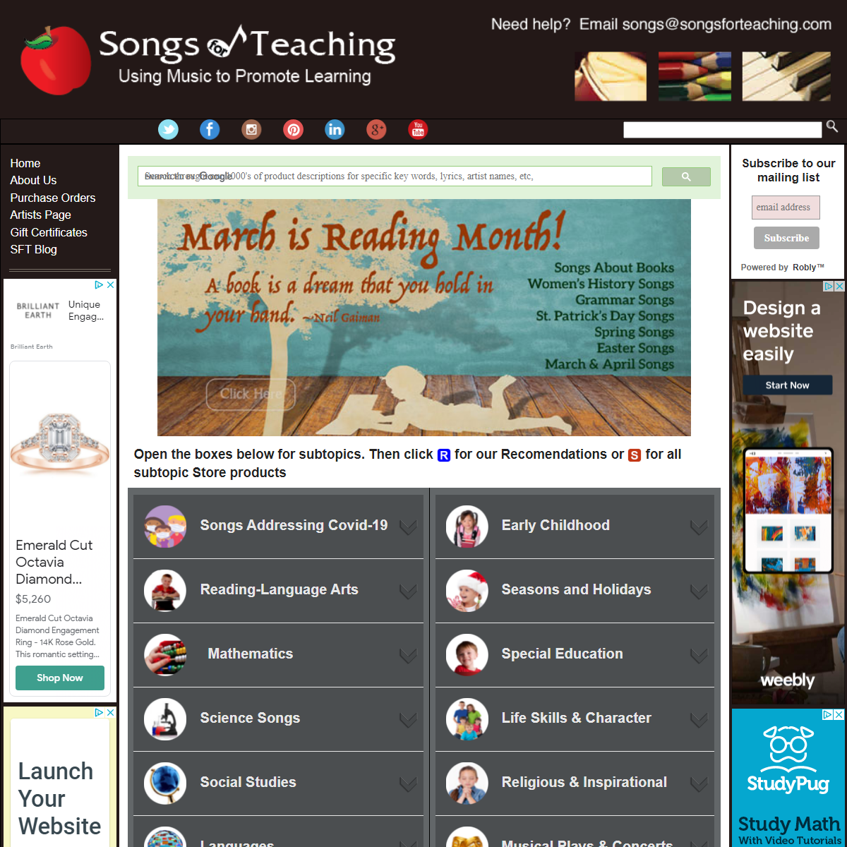 A complete backup of https://www.songsforteaching.com/index.html