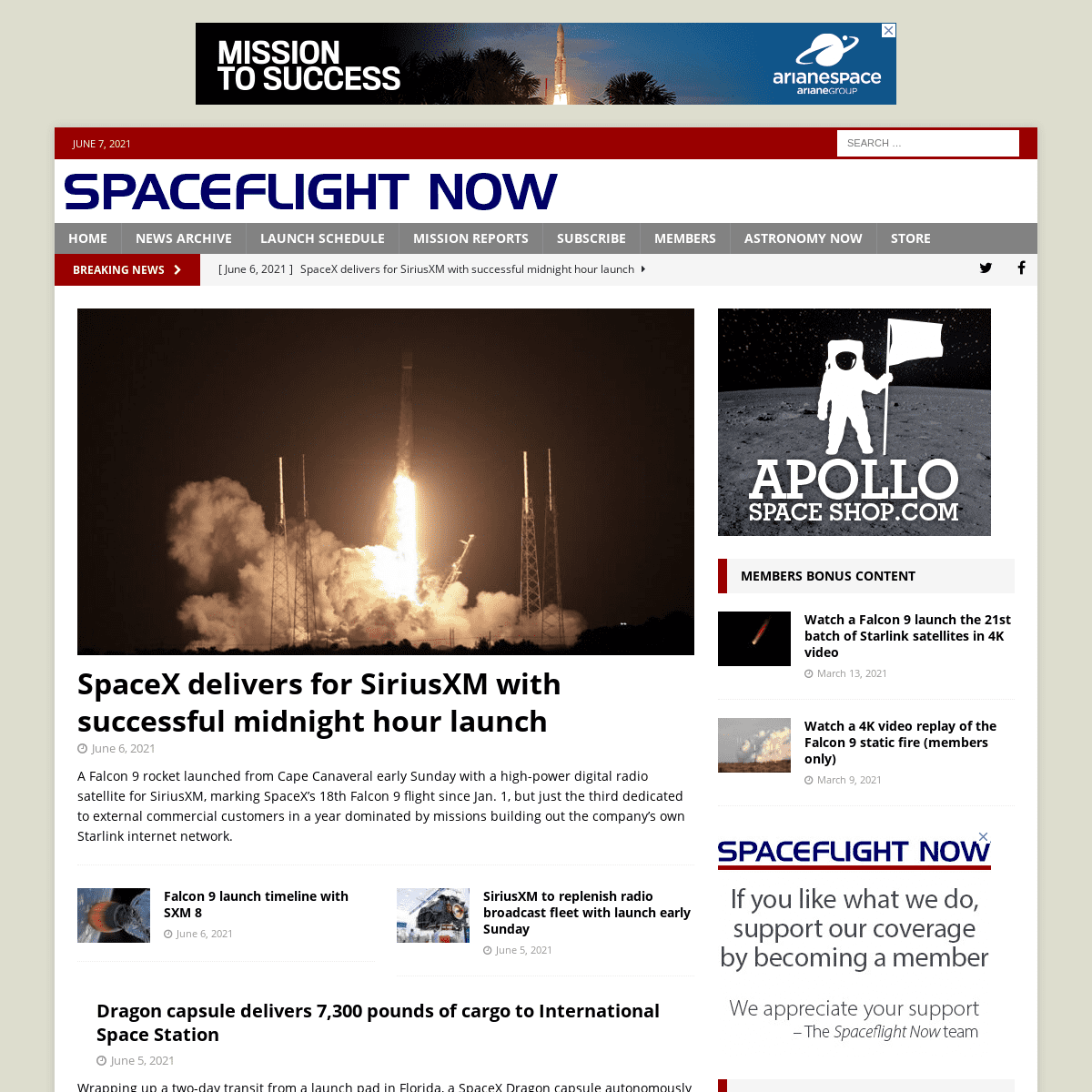 A complete backup of https://spaceflightnow.com