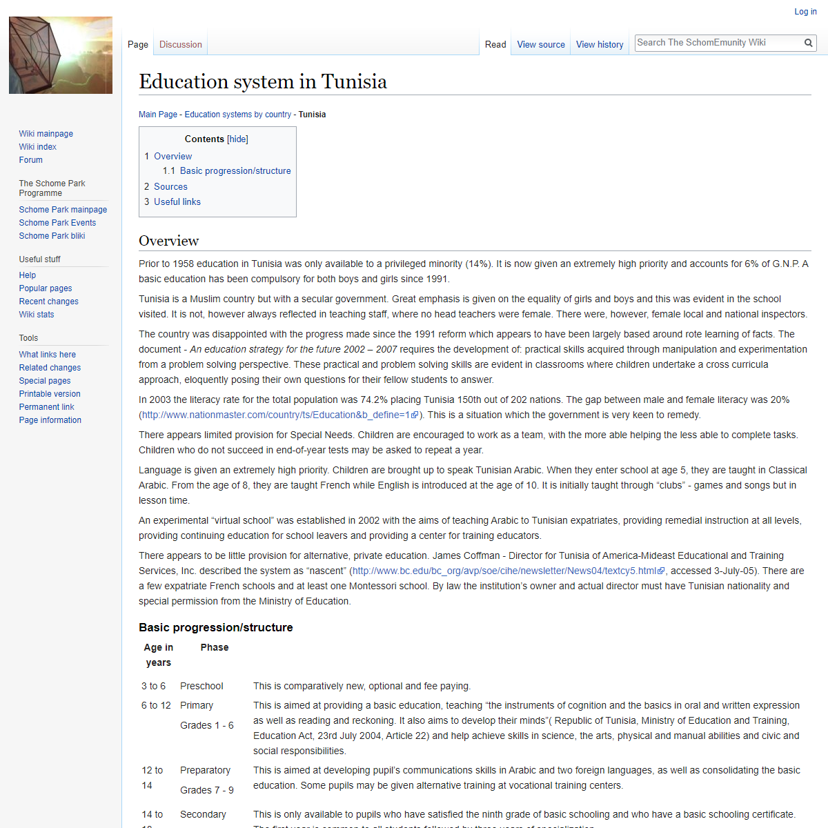 A complete backup of http://www.schome.ac.uk/wiki/Education_system_in_Tunisia