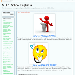 S.D.A. School English A- The Persuasive Speech