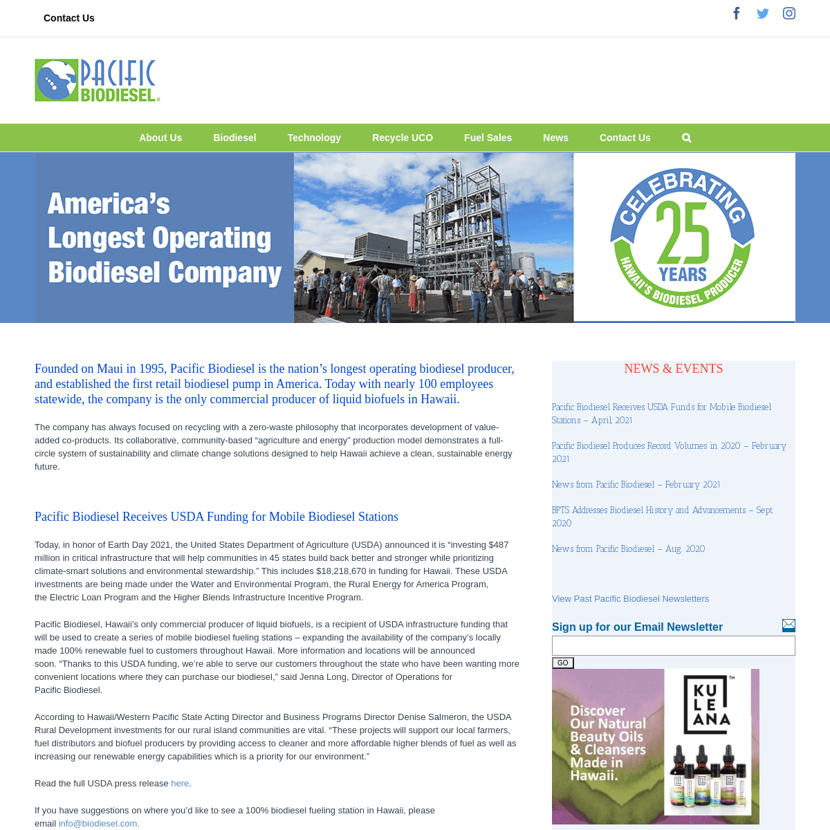 Anniversary - Pacific Biodiesel