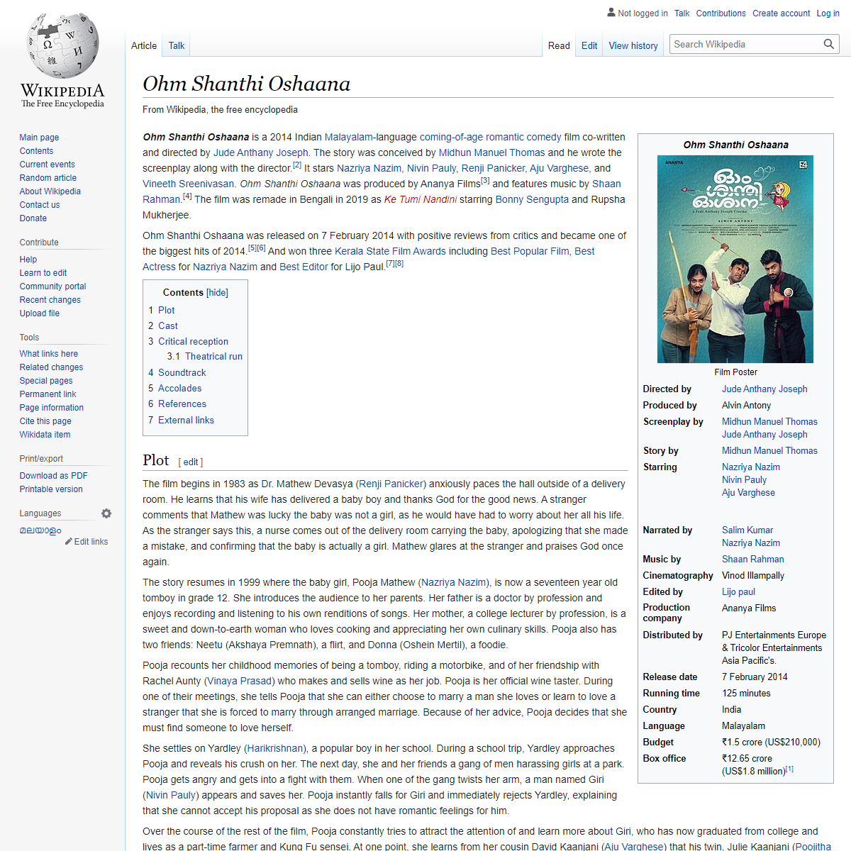A complete backup of https://en.wikipedia.org/wiki/Ohm_Shanthi_Oshaana
