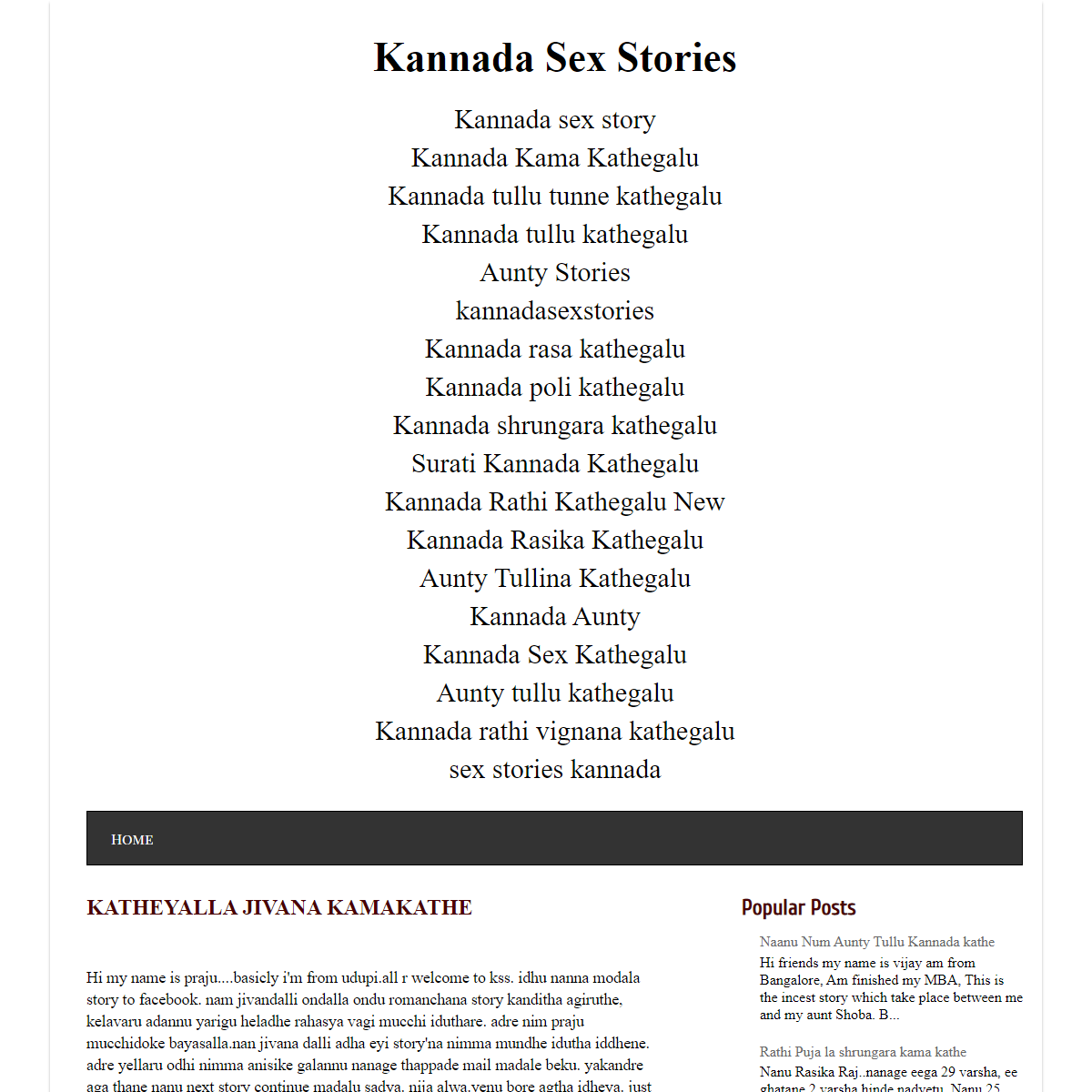 KATHEYALLA JIVANA Kamakathe - Kannada Sex Stories