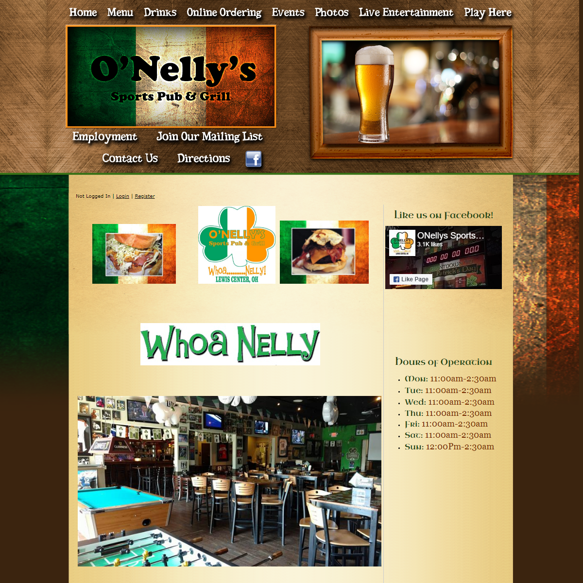 A complete backup of http://www.onellyspub.com/