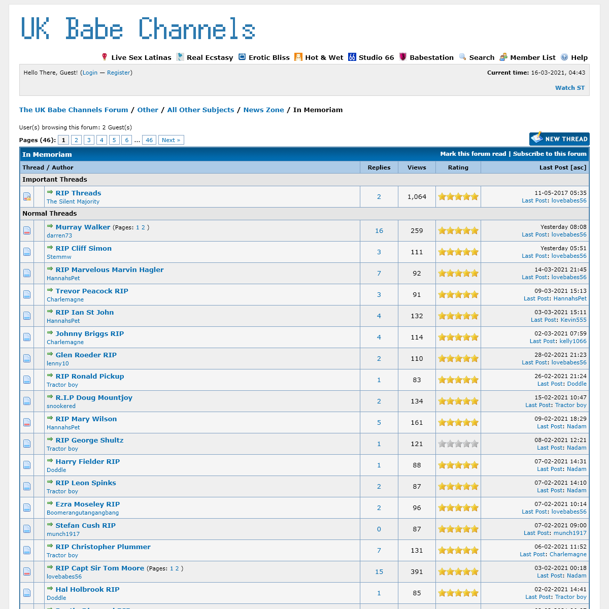 The UK Babe Channels Forum - In Memoriam
