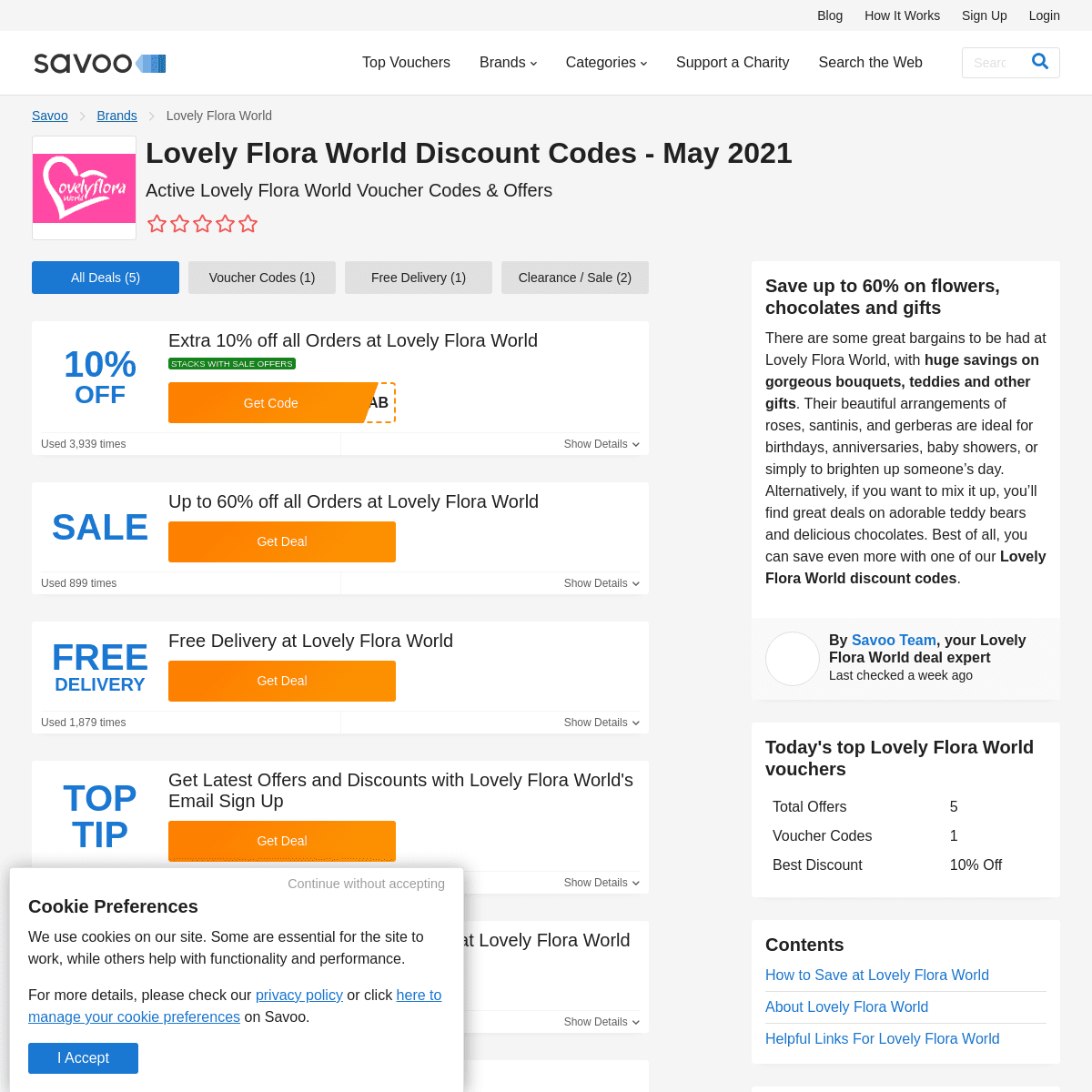 A complete backup of https://www.savoo.co.uk/brands/lovely-flora-world-discount-codes
