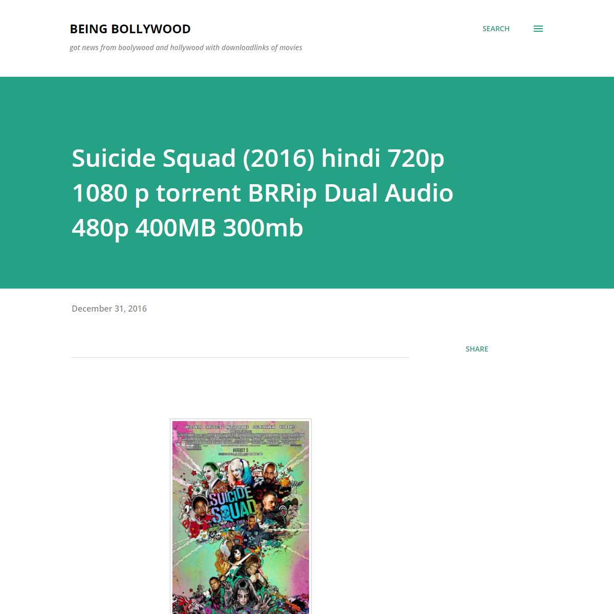 A complete backup of https://beingbollywoods.blogspot.com/2016/12/suicide-squad-2016-hindi-720p-1080-p.html
