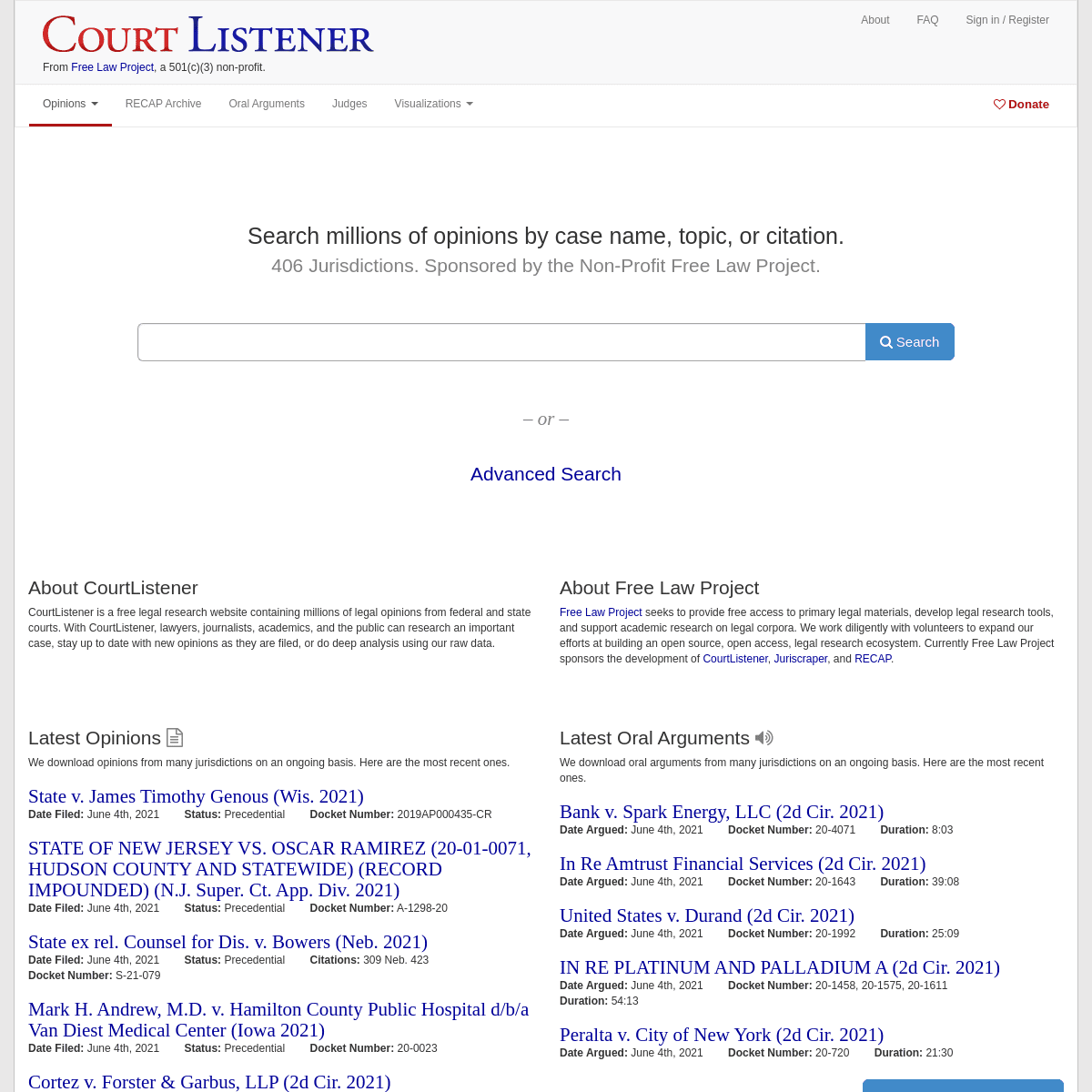 A complete backup of https://courtlistener.com