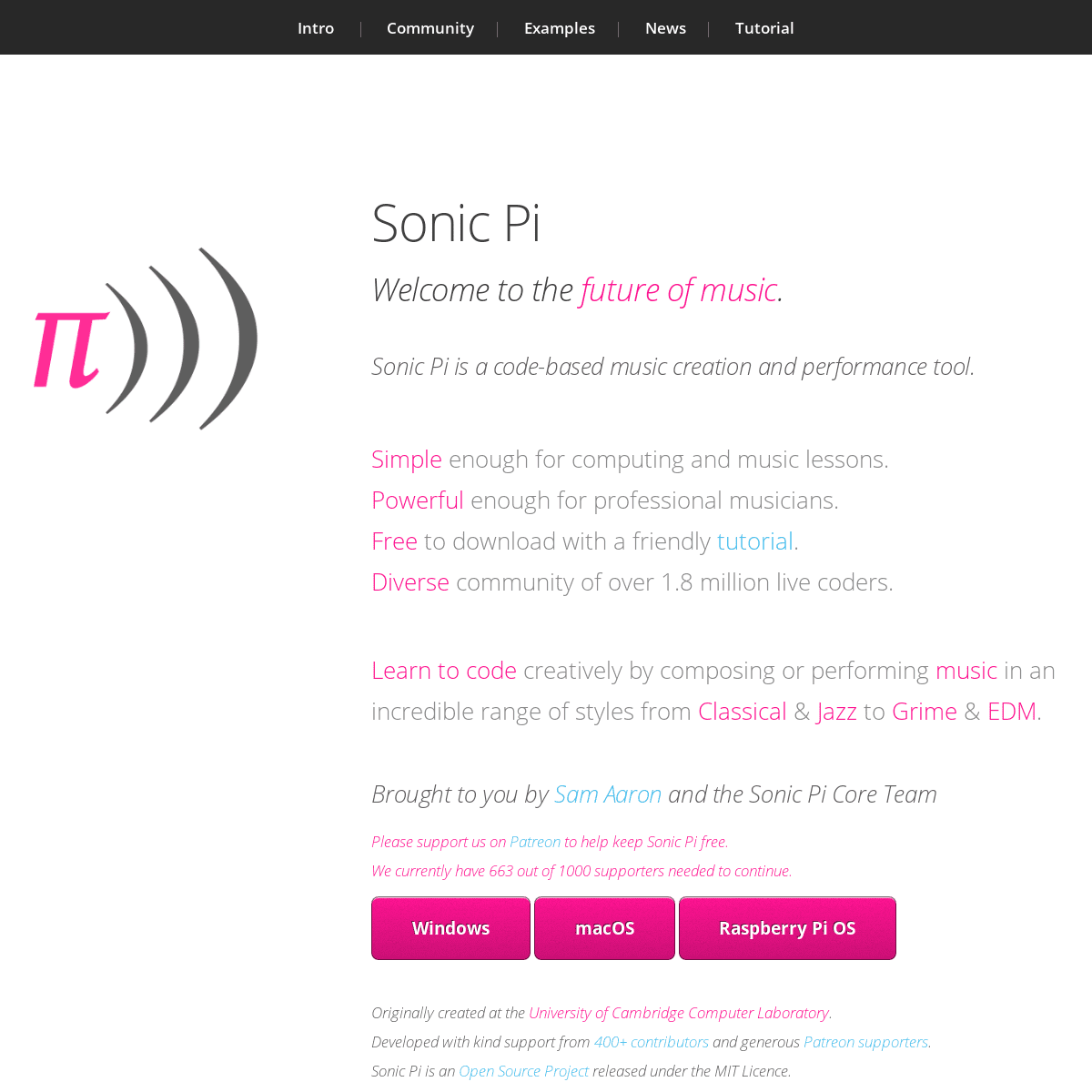 Sonic Pi - The Live Coding Music Synth for Everyone