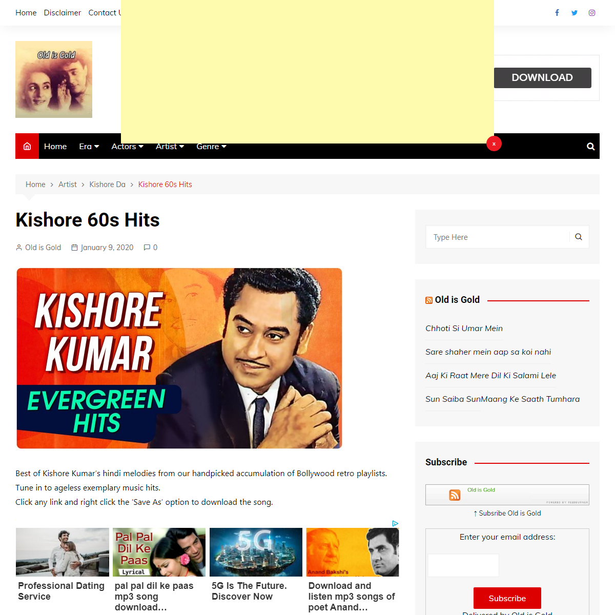 A complete backup of https://www.oldisgold.co.in/kishore-60s-hits/