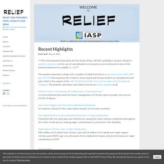 RELIEF- PAIN RESEARCH NEWS, INSIGHTS AND IDEAS - BROUGHT TO YOU BY THE IASP PAIN RESEARCH FORUM