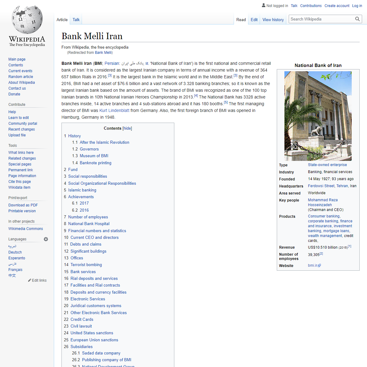 A complete backup of https://en.wikipedia.org/wiki/Bank_Melli