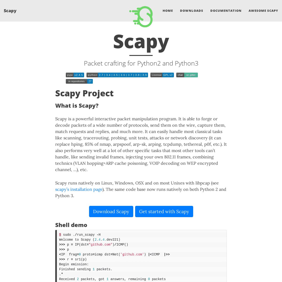 A complete backup of https://scapy.net