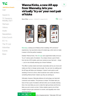 A complete backup of https://techcrunch.com/2019/01/30/wanna-kicks-a-new-ar-app-from-wannaby-lets-you-virtually-try-on-your-next