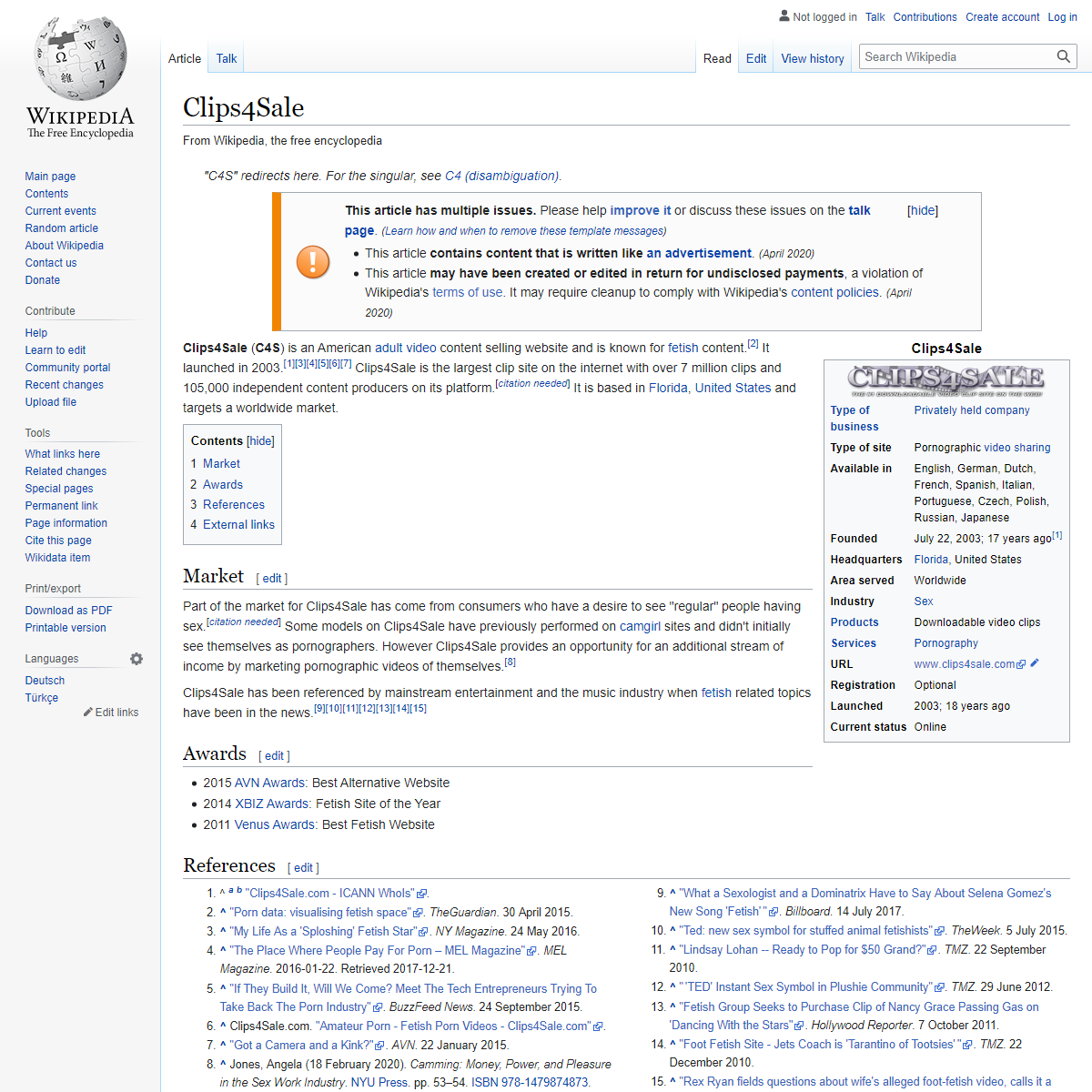 A complete backup of https://en.wikipedia.org/wiki/Clips4Sale