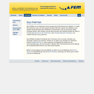 Webseite der Forschungsgemeinschaft elektronische Medien e.V.- FeM-Net
