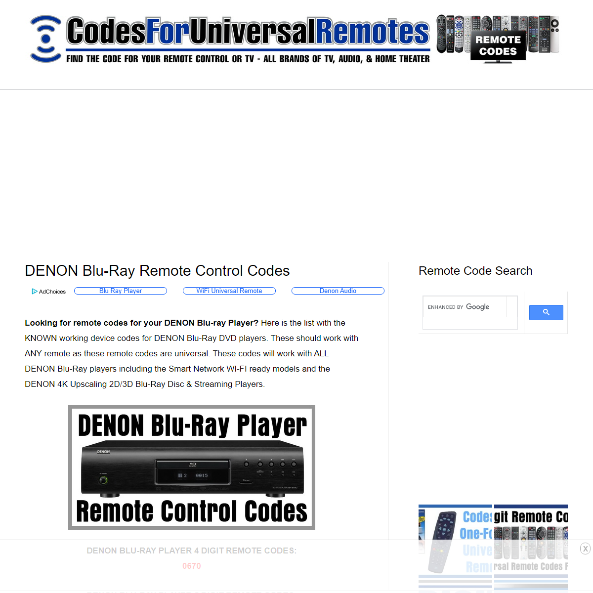 A complete backup of https://codesforuniversalremotes.com/denon-blu-ray-player-remote-control-codes/