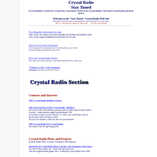 Crystal Radios- Stay Tuned Crystal Sets