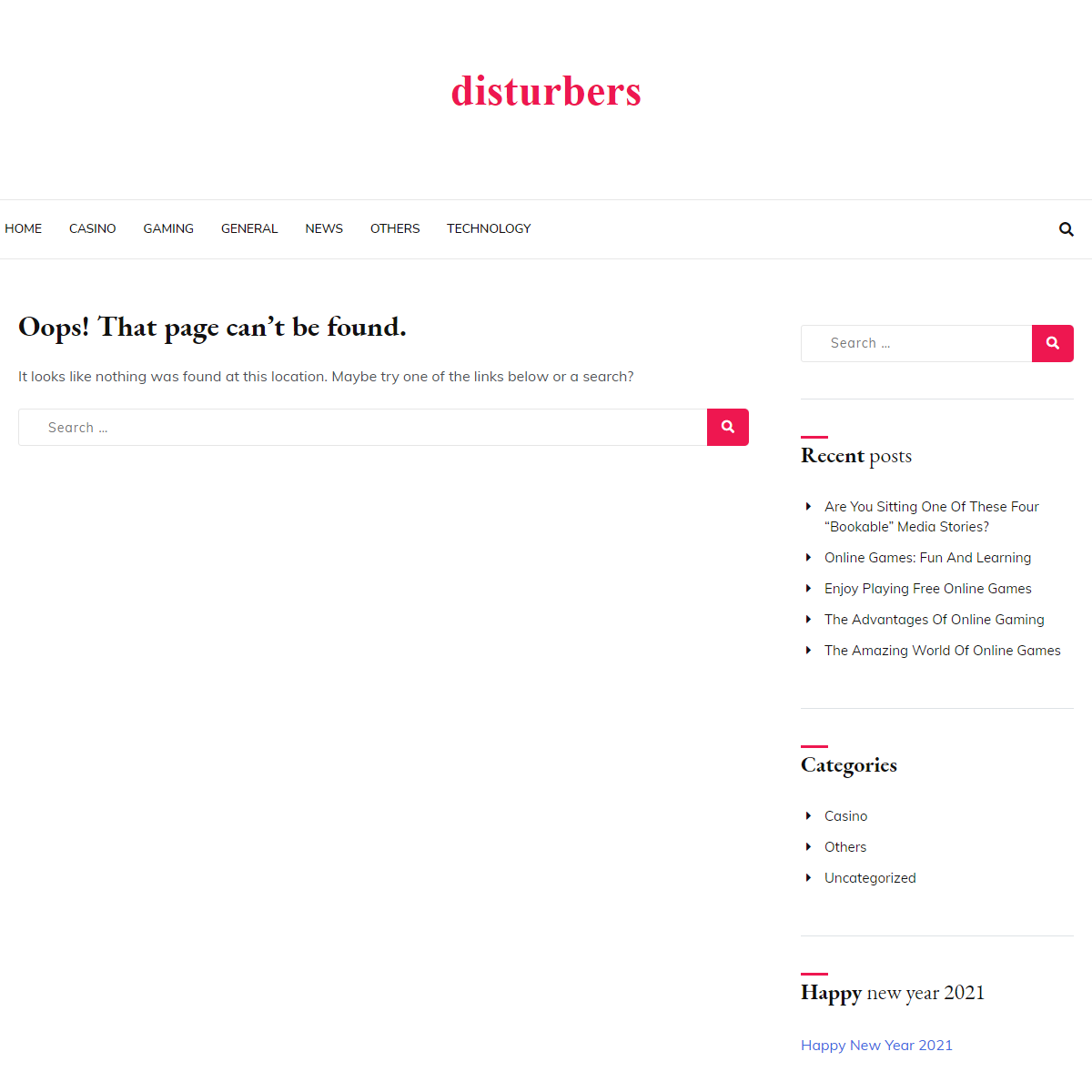Page not found - disturbers