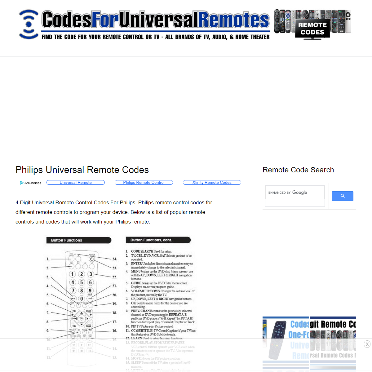 A complete backup of https://codesforuniversalremotes.com/philips-universal-remote-codes-2/