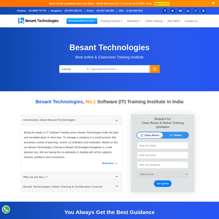 Online & Classroom Training Courses and Certification - Besant Technologies