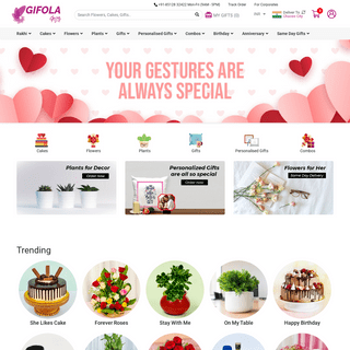 Online Gifts Delivery - Send Flowers, Cakes, Gifts, Plants Online - Gifola