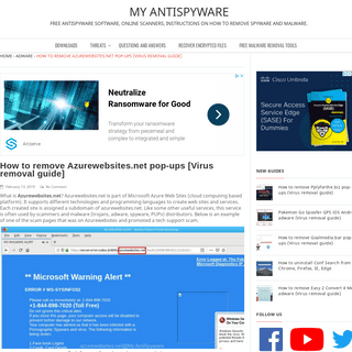 A complete backup of https://www.myantispyware.com/2019/02/13/how-to-remove-azurewebsites-net-pop-ups-virus-removal-guide/
