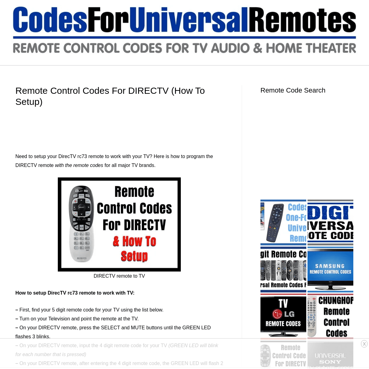 A complete backup of https://codesforuniversalremotes.com/remote-control-codes-for-directv-how-to-setup/