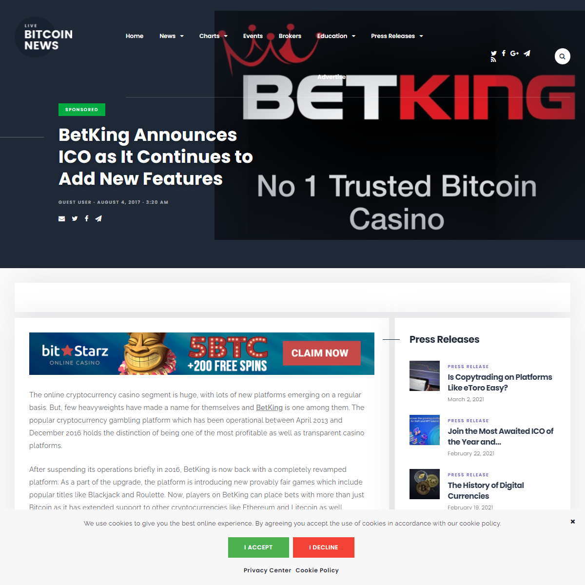 A complete backup of https://www.livebitcoinnews.com/betking-casino-ico/