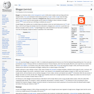 A complete backup of https://en.wikipedia.org/wiki/Blogger_(service)